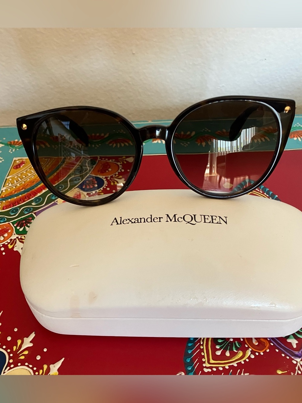 Alexander McQueen Havana Edge AM 0130S Sunglasses 002 100% Authentic NWOT